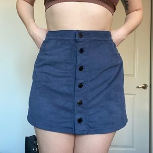 Express blue suede-style skirt size 6